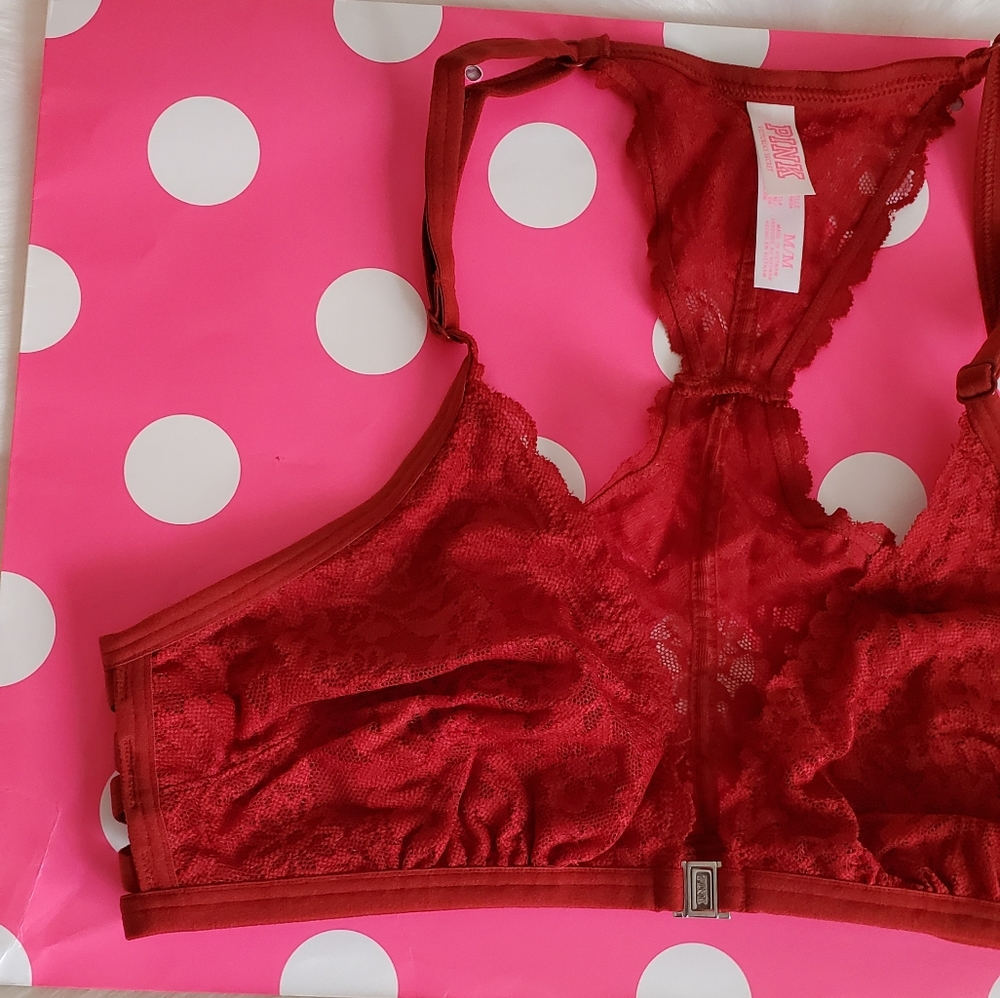PINK VICTORIA'S SECRET LACE BRALETTE SIZE M - Picture 3 of 10